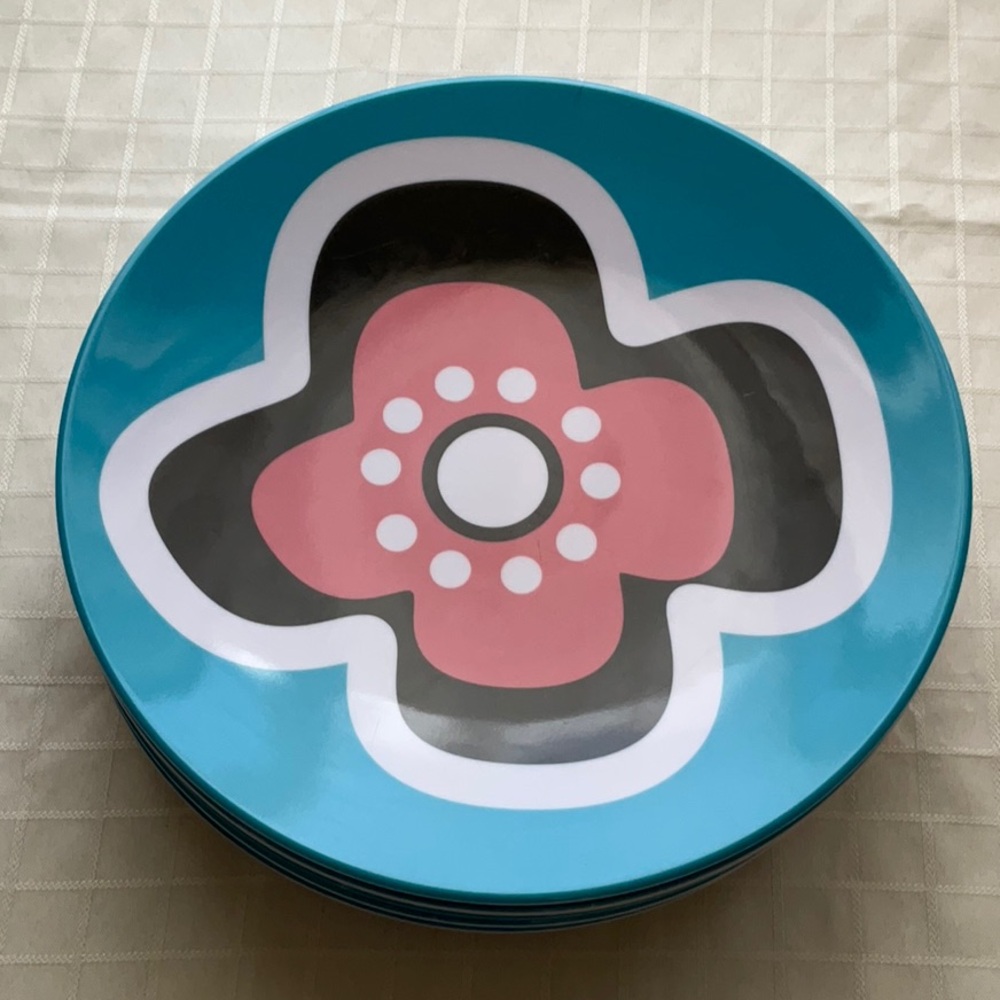 Floral Blue and Pink Melamine Plates